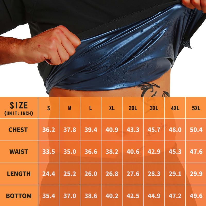 Image of Sauna Shirt for Men Short Sleeve Compression Sweat Suit Loss Body Shaper T-Shirt Heat Trapping Workout Gym Exercise