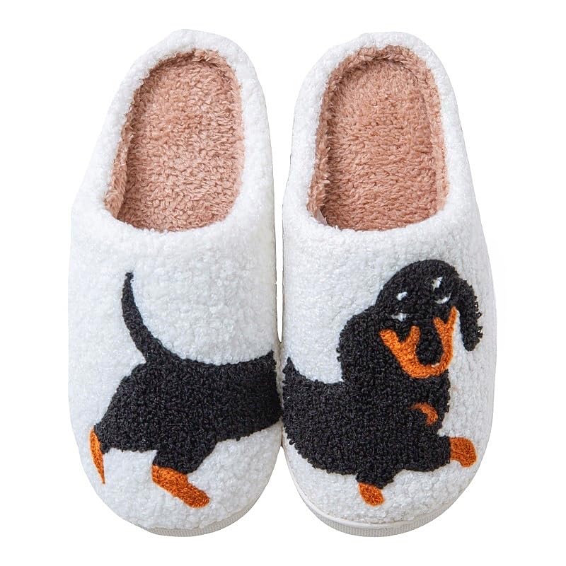 Cat Dog Fuzzy Animal Slippers for Women & Men, Cute Fluffy Plush Warm House Couple Slippers, Autumn Winter