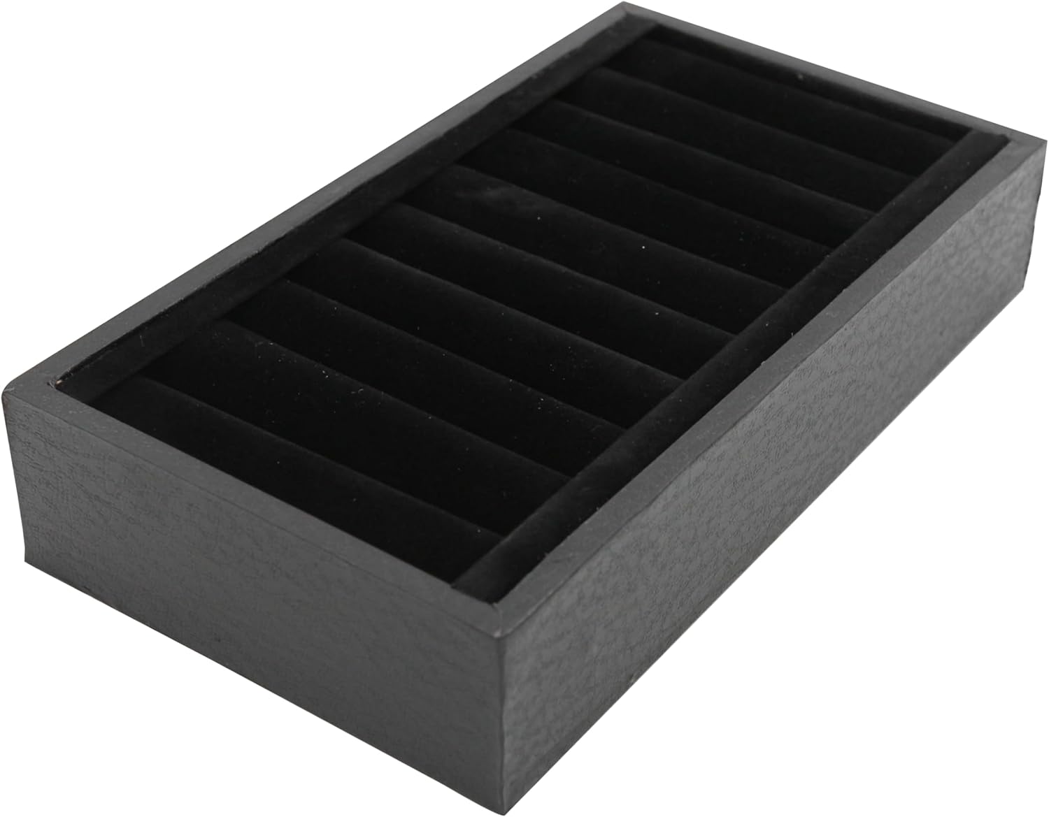 SSWBasics Black Velvet Ring Tray, 9 Section Bangle Holder, 7 3/4" L x 4 1/4" W x 1 1/2" H
