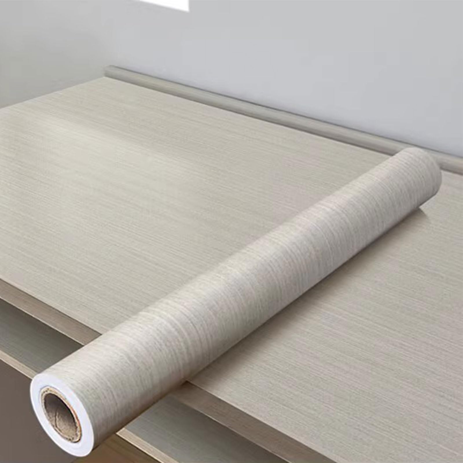 Eiauiuo Wood Effect Vinyl Self Adhesive Wallpaper Film Furniture Renovation Wrap with Realistic Grain Texture Waterproof Scratch Resistant for Tables Cupboards Kitchen Decoration