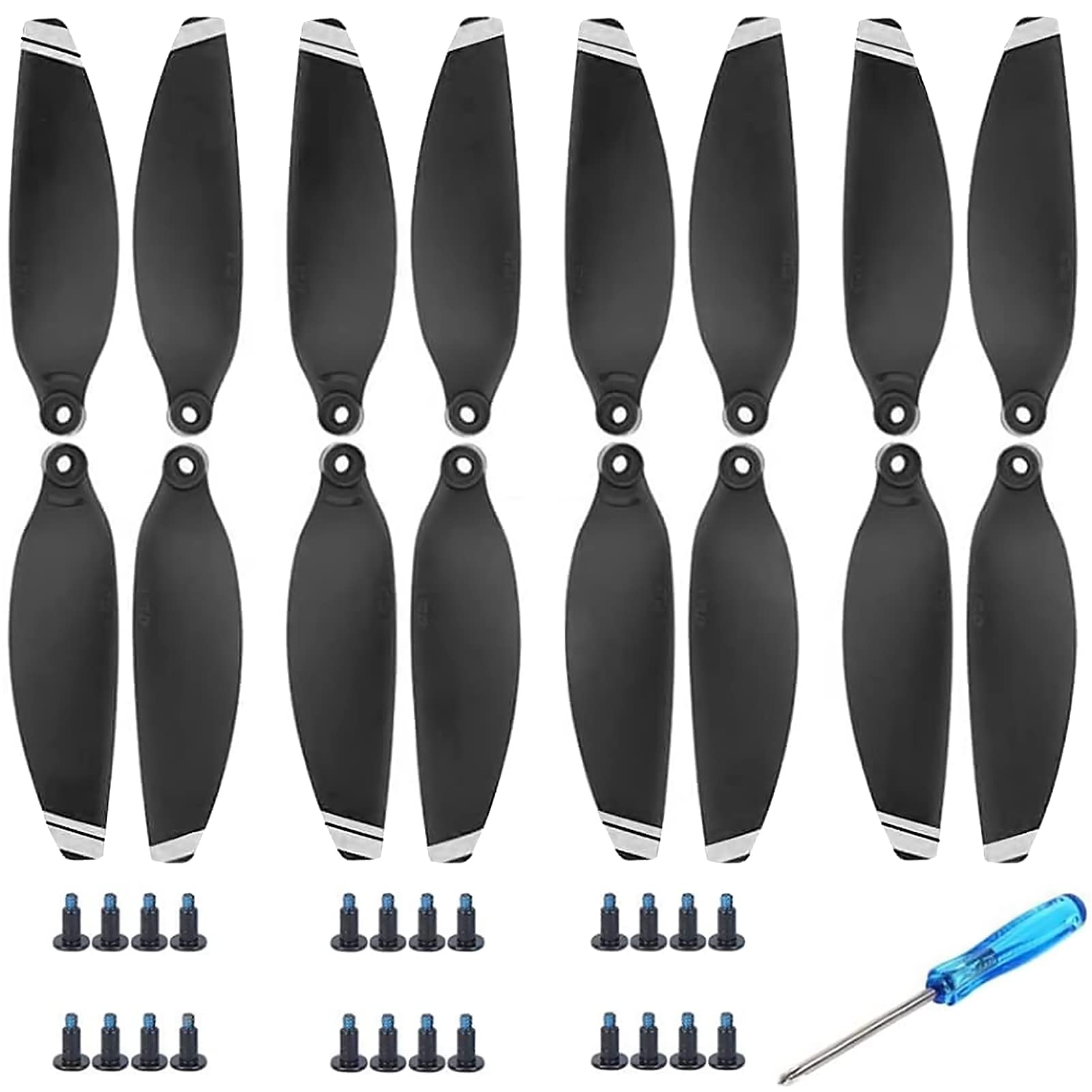 Bocguy 16 Pcs Drone Mavic Mini Hélices, modelo 4726 Hélices para Mavic Mini Accesorios Reemplazo de Drones con 24 Tornillos & 2 Destornillador, Bajo Ruido & Estable (Plata)