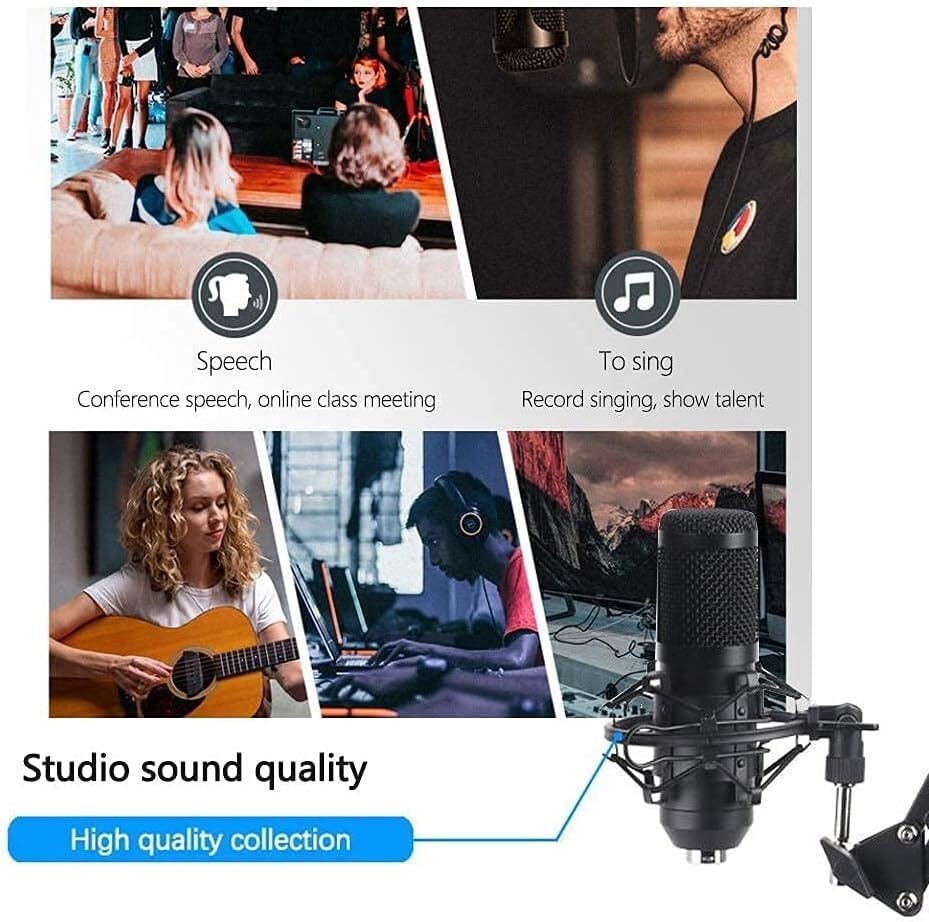 Micrófono computadora portátil y PC con tarjeta de sonido para grabación vocal de estudio 6