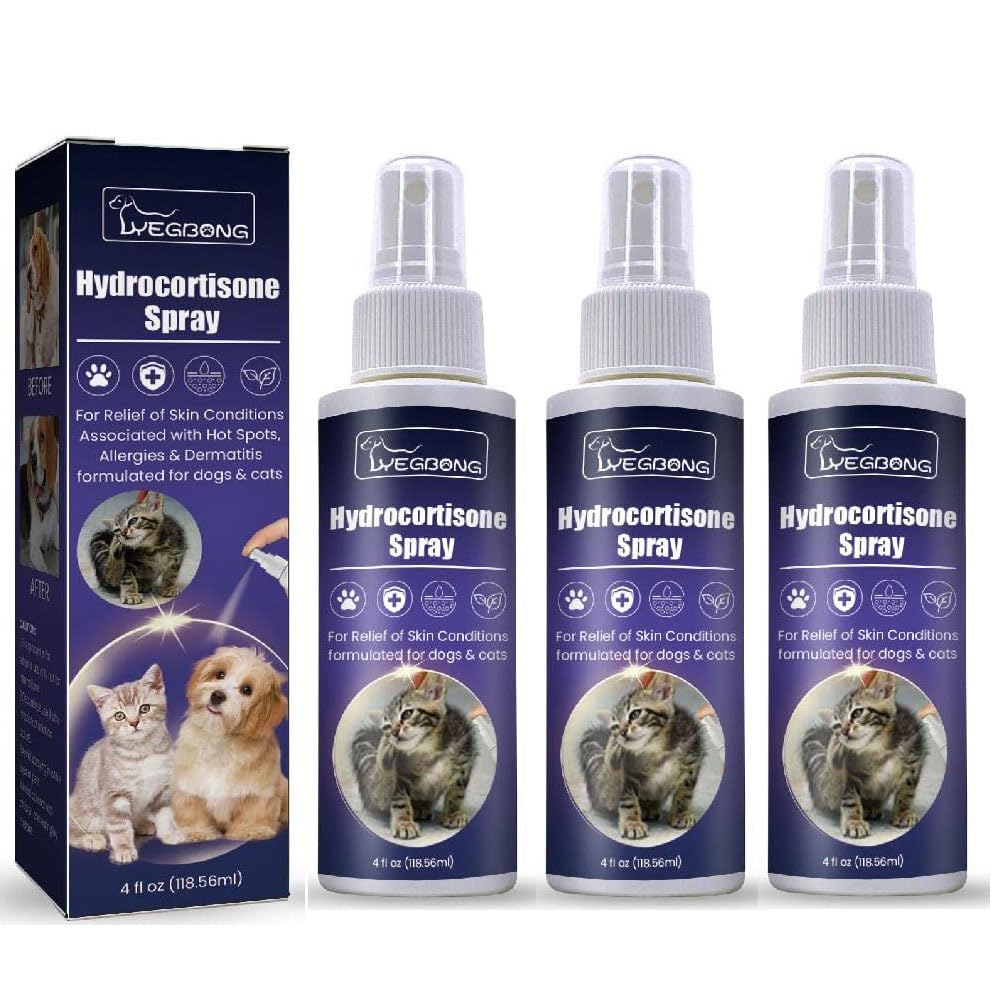 YuuFcy Anti Itch Spray For Dogs, Pet Skin Care, Pet Skin Relief Hydrocortisone Dogs Catsitch Relief Reduces Local Inflammation Pet Cleaning Health Care Supply Skin Relief For Dogs (3pcs)