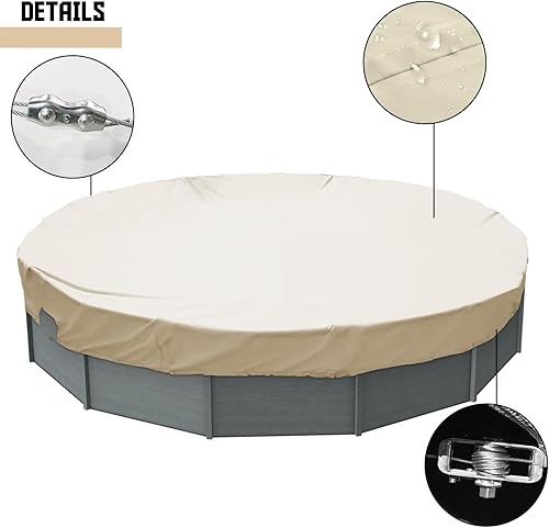 Miniatura 4 de TANG Cubiertas redondas de 13 pies para piscina redonda de 10 pies sobre el suelo, cubiertas impermeables de invierno, cuerda de alambre con