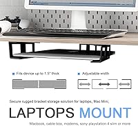 Vista 2 de IFCASE Soporte para laptop debajo del escritorio con adhesivo y tornillo, soporte de aluminio duro debajo del escritorio para laptop, Mac Mini, Negro