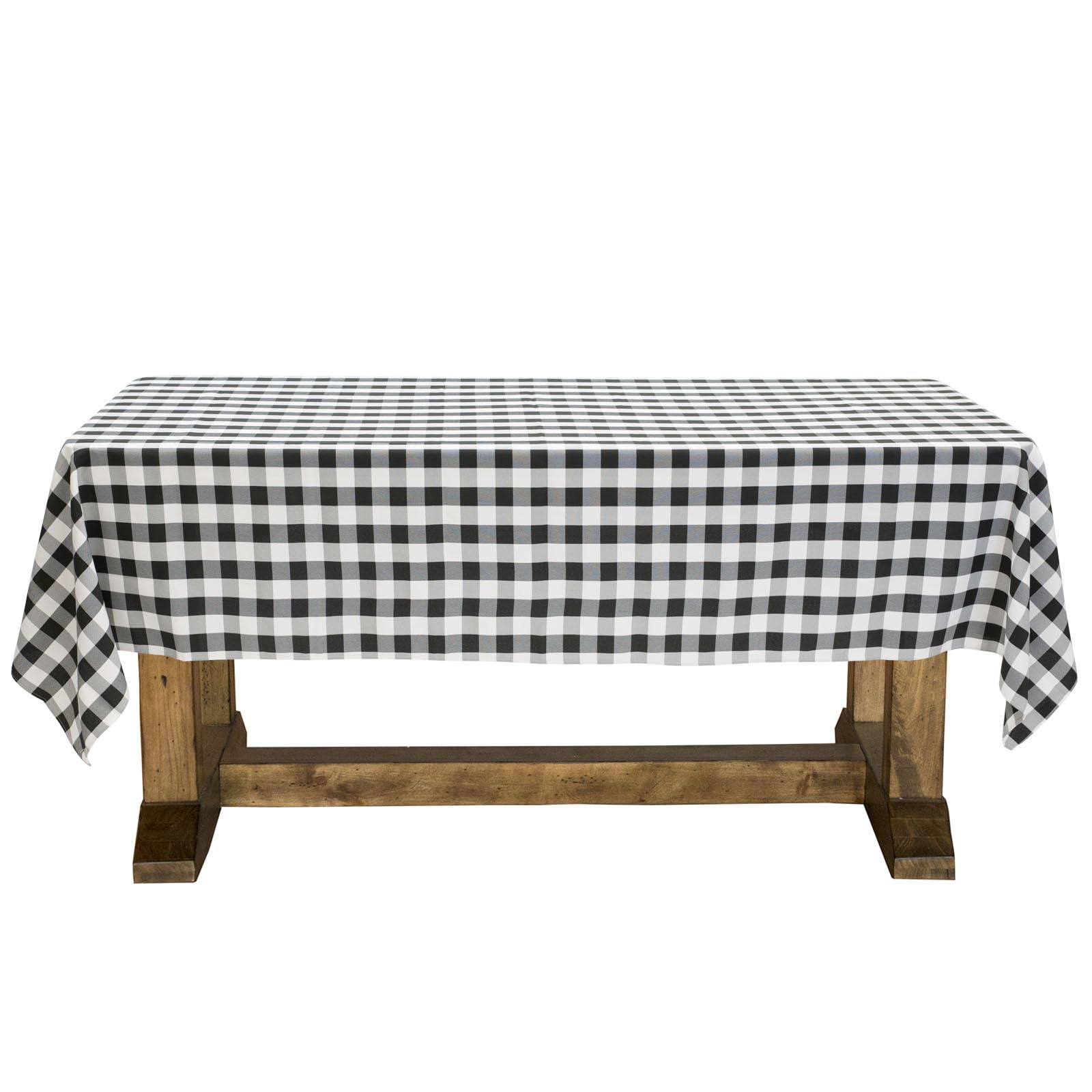 Lann's Linens - 60" x 102" Premium Checkered Tablecloth - Rectangular Polyester Fabric Picnic Table Cover - Black & White Gingham Cloth