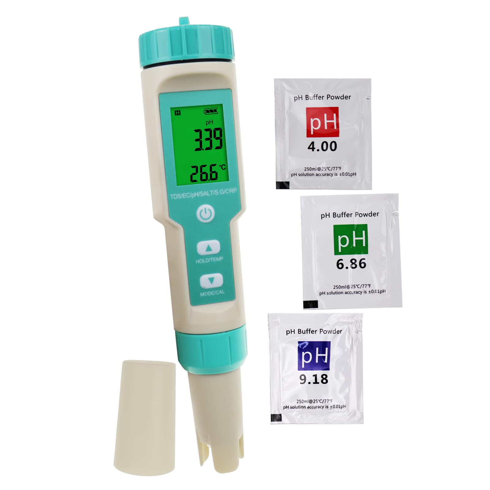 TEKCOPLUS Salinity Test d'eau de mer multifonction Type stylo Test de qualité de l'eau PH TDS EC ORP Salinité S.G. Testeur de température Hydromètre électronique étanche avec rétroéclairage