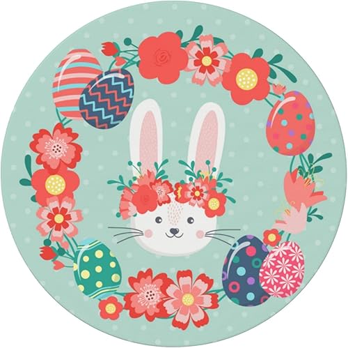 KUOAICY Easter Eggs Tablecloths Round Elastic Fitted Edge Home Tablecloth for Pi