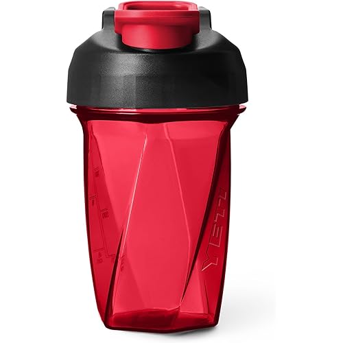 YETI Yonder Helimix Vortex Blender Shaker Bottle Holds up to 20oz | No Blending Ball or Whisk | USA Made | Portable Pre Workout Whey Protein Drink Shaker Cup | Dishwasher Safe, Rescue Red