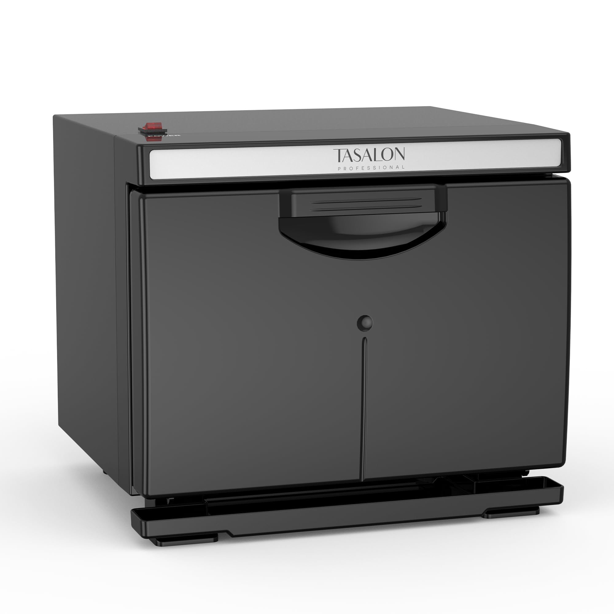 TASALON Scatola scaldasalviette da 8 litri, camera interna in alluminio, vassoio rimovibile, riscaldamento rapido per salone di bellezza e massaggio, nero