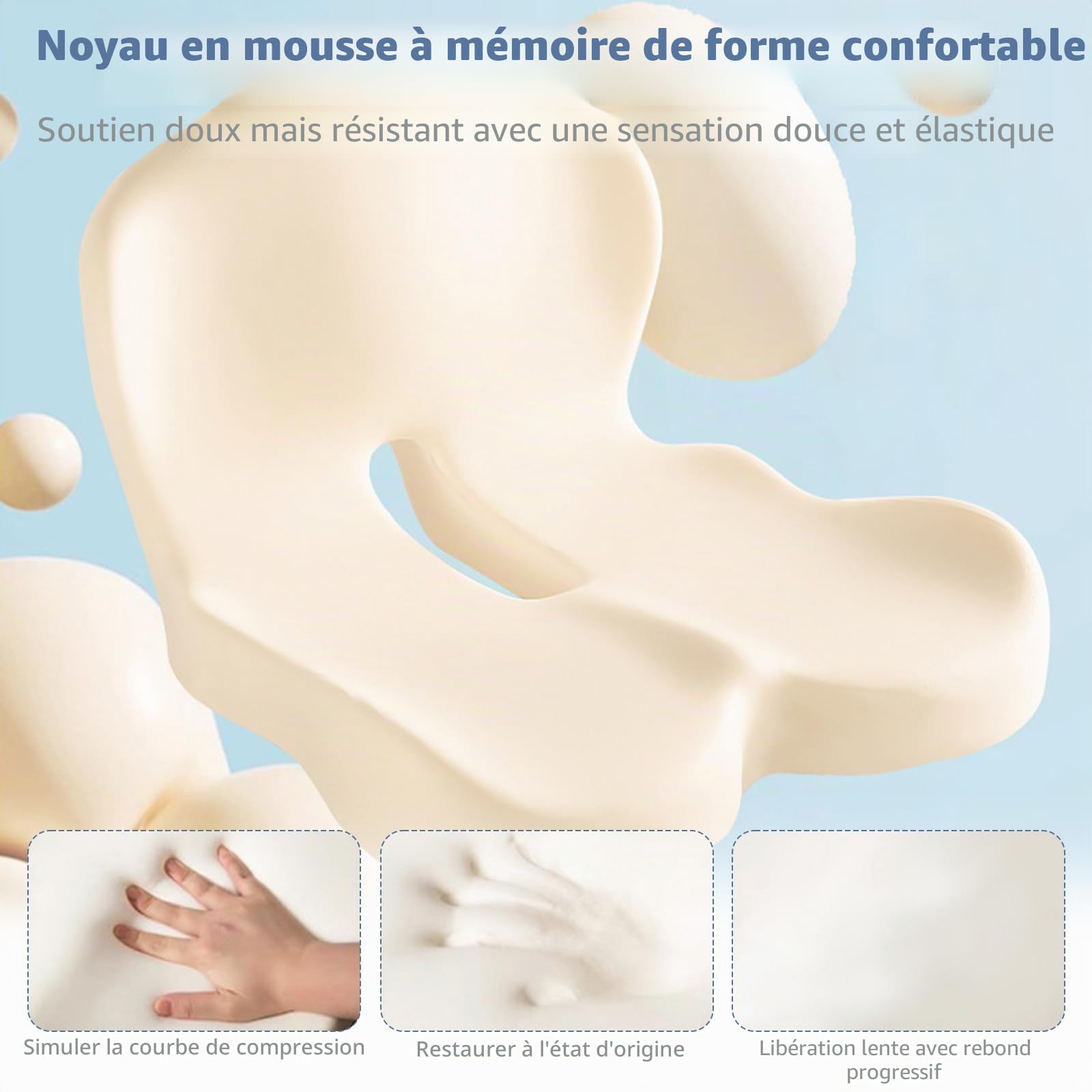 Yolispa Coussin Chaise Lombaire, Coussin d'assise Orthopédique avec Dossier, Ergonomique pour Chaise de Bureau Coussin de Siège de Voiture Memoire Forme