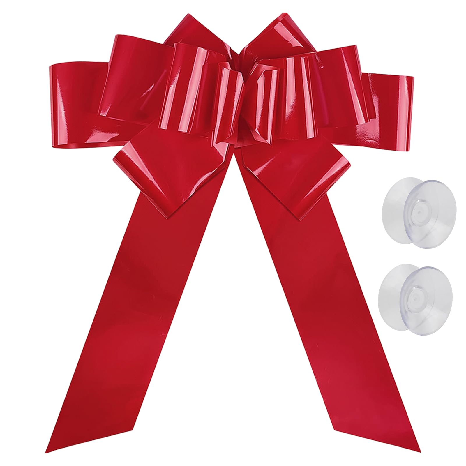 Large Car Bow with Suction Cups and Double-Sided Tape, 30 Inch Giant Car Ribbon, White Gift Bow for Cars, Bicycle, and Large Presents, Perfect for 18th Birthday Celebrations (Red)
