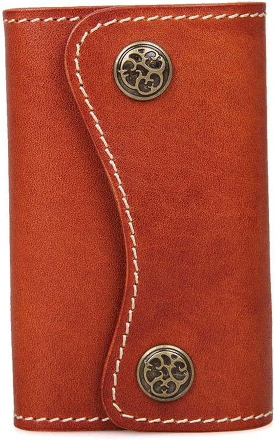 IOIOA Key Case, Unisex Large Leather Key Case with 6 Hooks & 2 Card Slots Multi-Color Optional Size 11 * 7cm