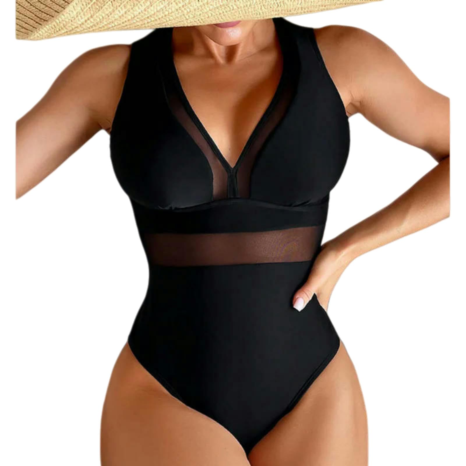 Maillot de bain à col haut en maille une pièce amincissant chic pour femmes