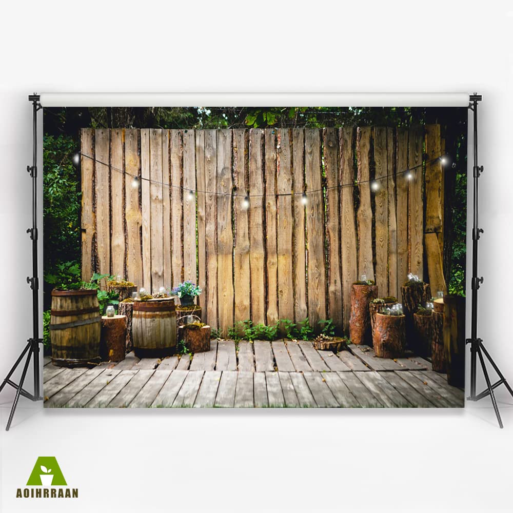 Aoihrraan 3x2,5m Sfondo in Legno Grigio Chiaro Rustico Vecchia Tavola di Legno Fotografia Sfondo Artigianato Festa in Camera Carta da Parati Baby Shower Torta Tavolo Matrimonio Puntelli Foto