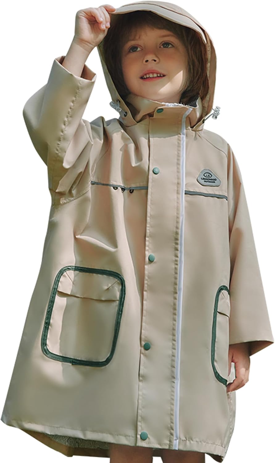 Fewlby Kids Raincoat Toddler Poncho Windbreaker Waterproof Rain Jacket with Magical Water-Reactive Patterns for Boys Girls