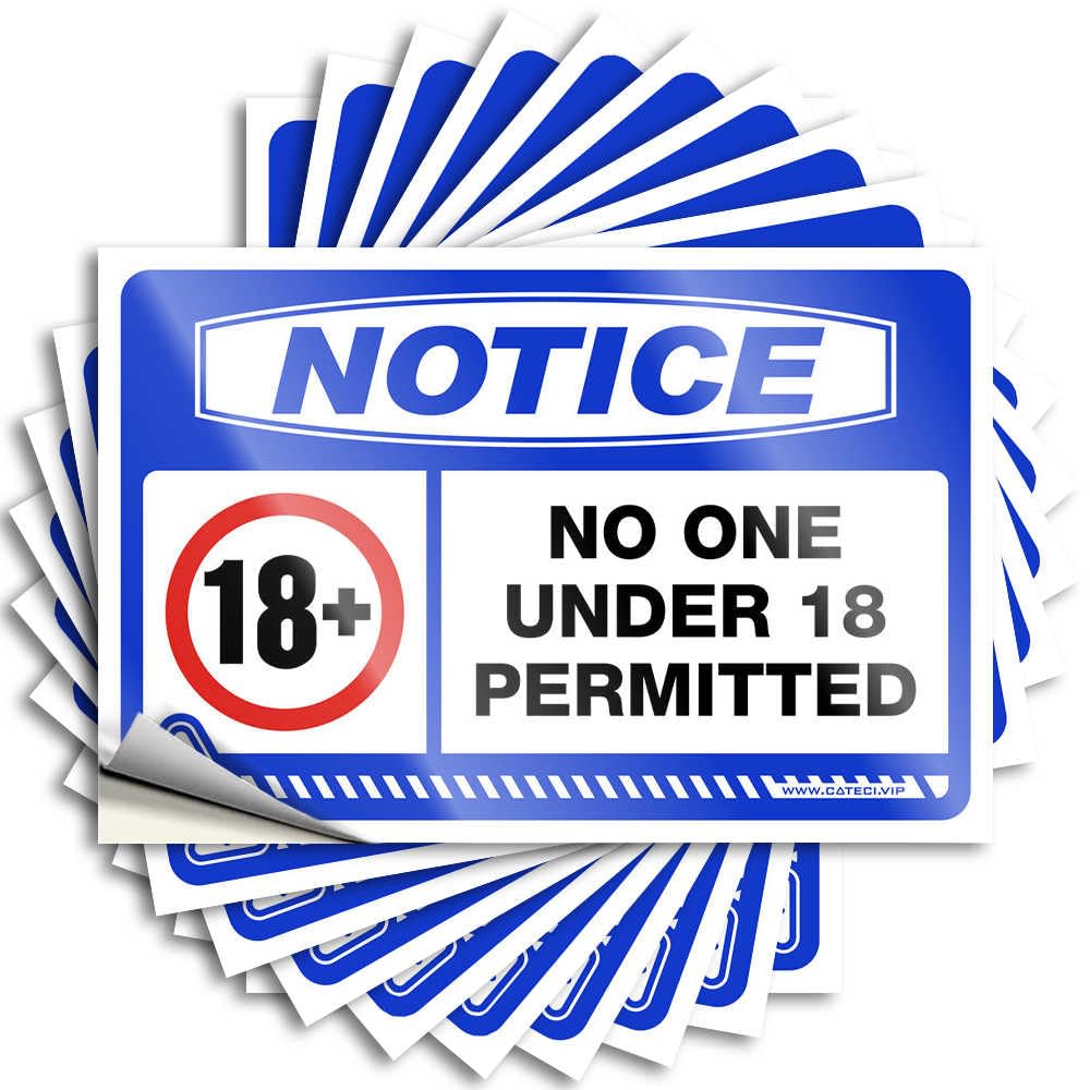 Notice No One Under 18 Permitted Teens Golden - Quote Accessories Waterproof Decal(6X9CM)