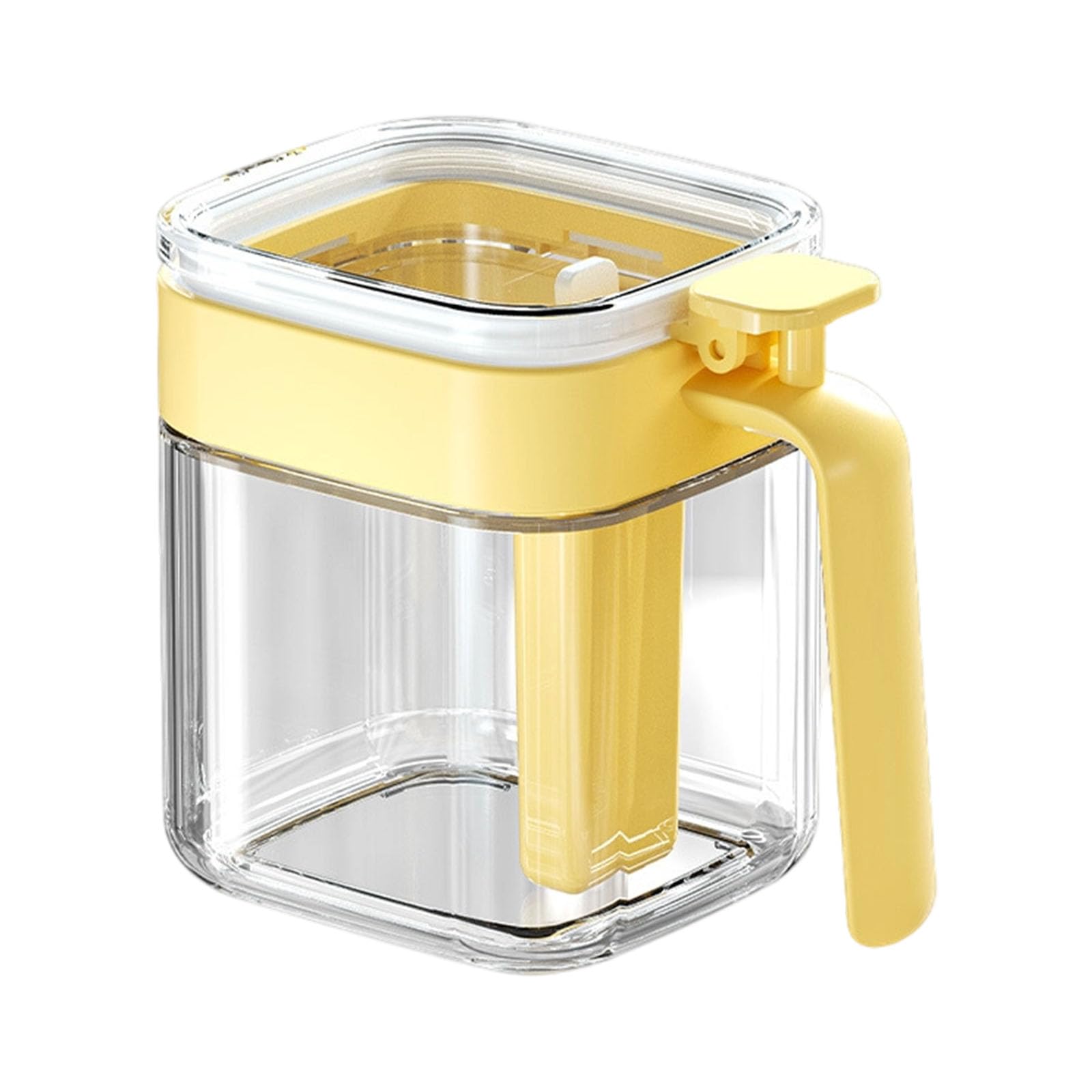 Jazuaiao Clear Hygroscopic Glass Salt Jar with Removable Spoon Compartment & Lid Spoon Separated Salt Dispenser