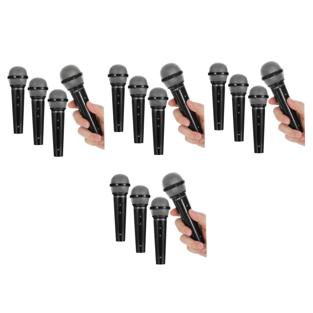 Abaodam Micrófonos de Juguete para 4 Piezas Modelo de Micrófono de Plástico Negro Accesorio Interactivo para Juegos de Imitación Suministros Infantiles para Fiestas y Karaoke en Casa