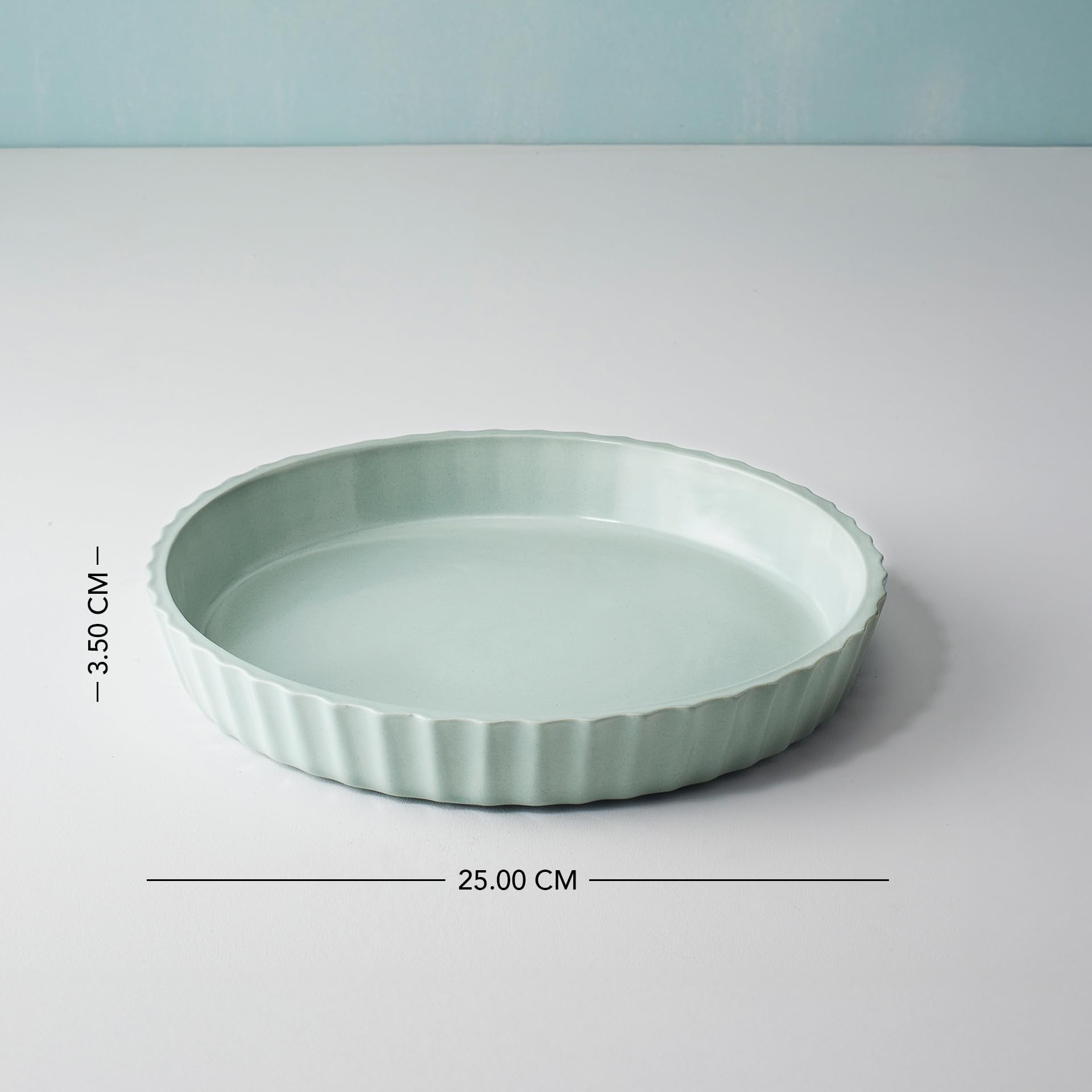 Ellementry Round Upper Crust Ceramic Tart Dish (1500 ml) For Serving And Organizing, Platter For Kitchen, Coffee Table & Dining Room Table, Food-Safe Tray For Gifting & Home Décor 3