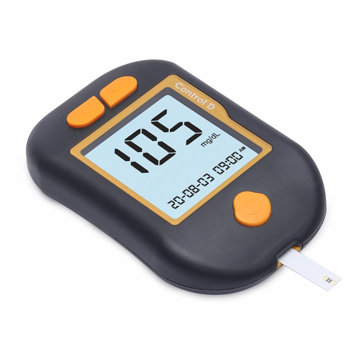 Control D Advanced Digital Diabetes Glucose Blood Sugar Testing Monitor with 5 Strips Glucometer (Black, Orange) Control D Advanced Digital Diabetes Glucose Blood Sugar Testing Monitor with 5 Strips Glucometer (Black, Orange)