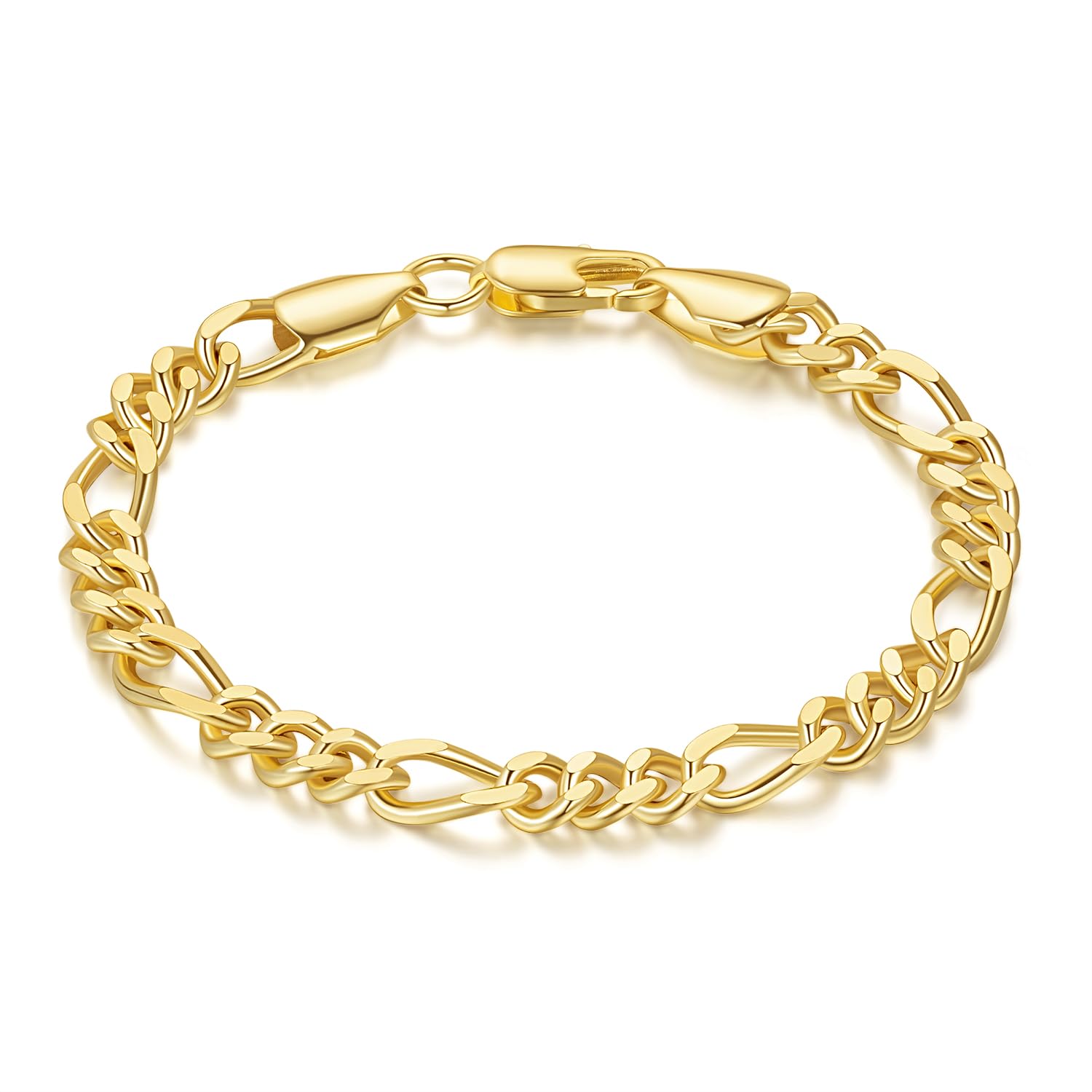 OR OLD RUBINGold Bracelets for Women 14K Gold Bracelets for Womens Bracelet Figaro Link Chain Bracelet for Women Men 6.5/7/7.5/8/9in
