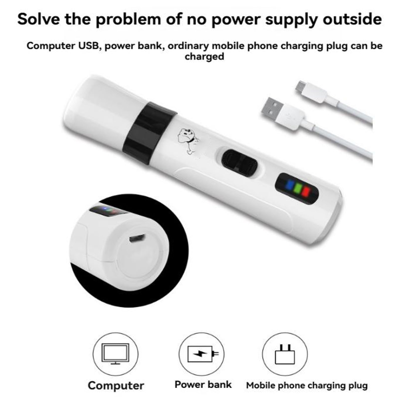 Dr Pfoten - KrallenSchleifer Pro Salon - Stressfreie Krallenpflege für Hunde, Krallenschleifer für Hunde mit 3 Schleifkopf, Dr pfoten krallenschleifer, Superleise USB Rechargeable (Basic+2Schleifkopf)