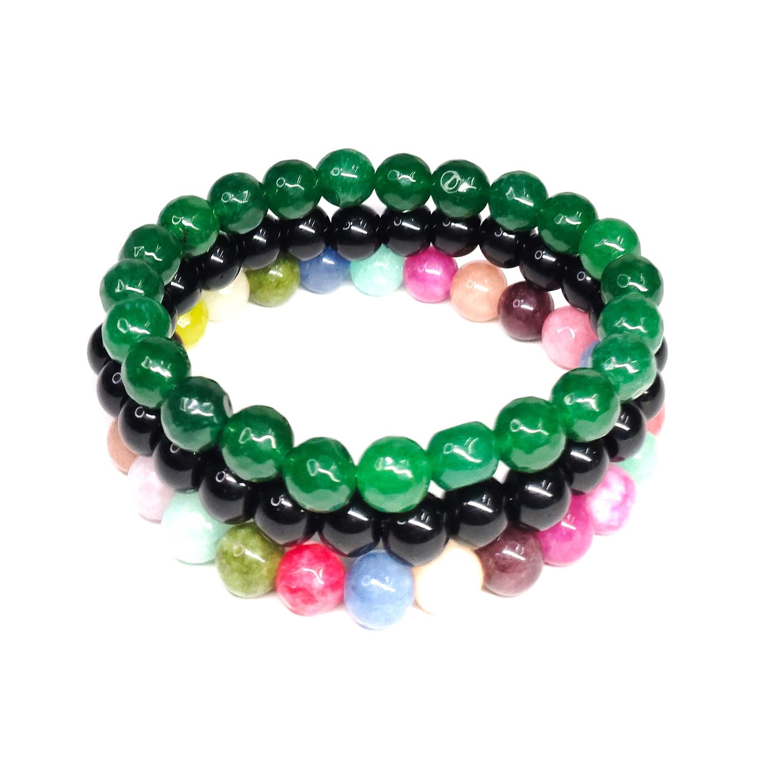 DAIVYA WELLNESS Jewellery Beads Bracelet for Women and Men (Pack of 3 Bracelet) : Multicolor Natural Gem Stone Bracelet Reiki Chakra Crystal Healing | (Green & Colorful Onyx Harmony - Style - 2) (B0CF5T1VV3) Amazon Price History, Amazon Price Tracker