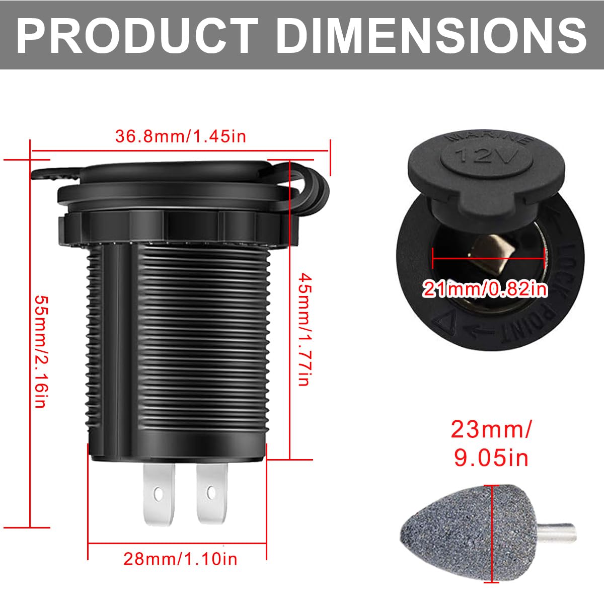presa accendisigari, sostituzione presa di corrente auto DC 12V, adattatore di presa di corrente impermeabile con cablaggio per auto camion moto - 2pcs