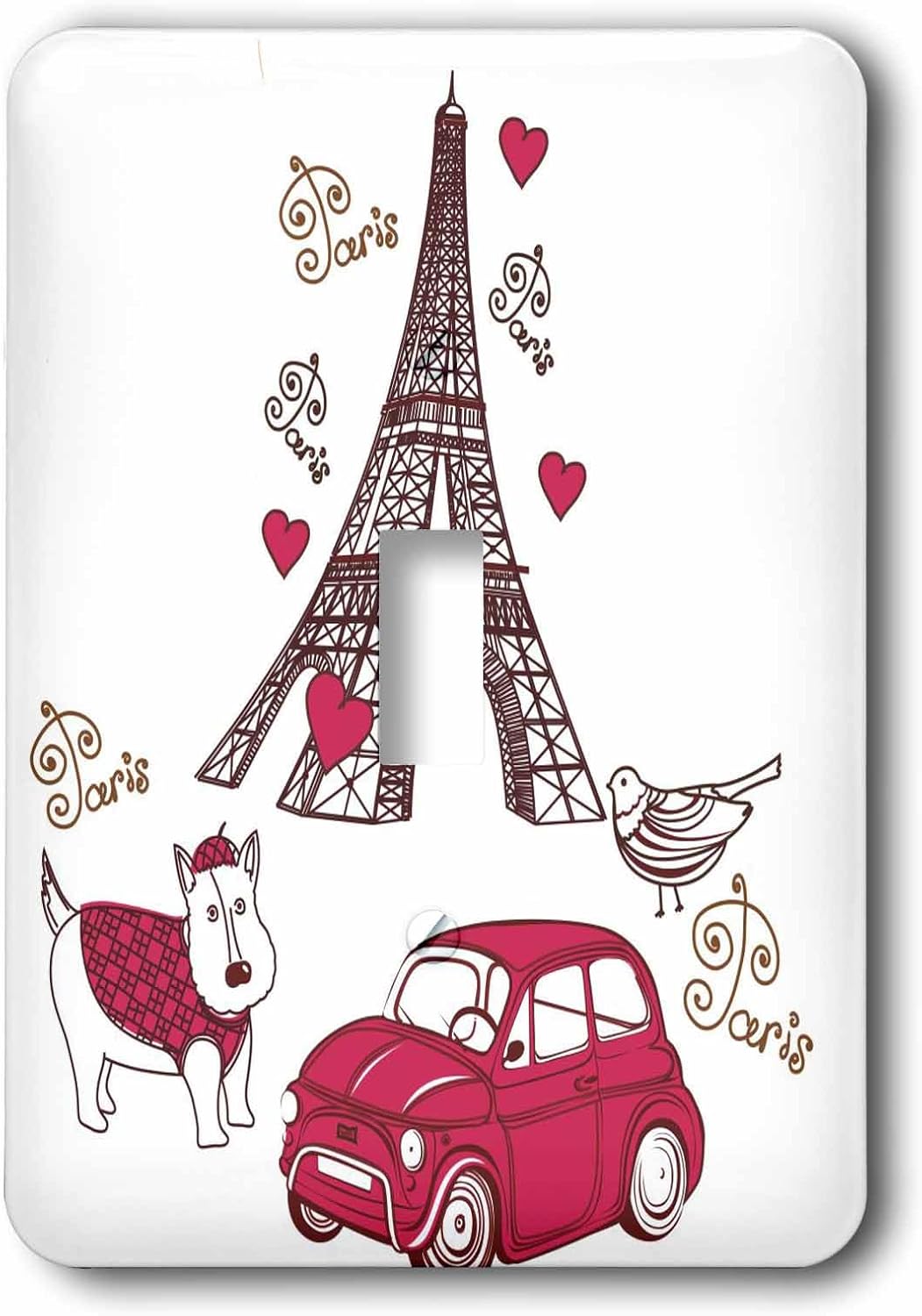 3dRose Paris in Pink Cartoon single toggle switch