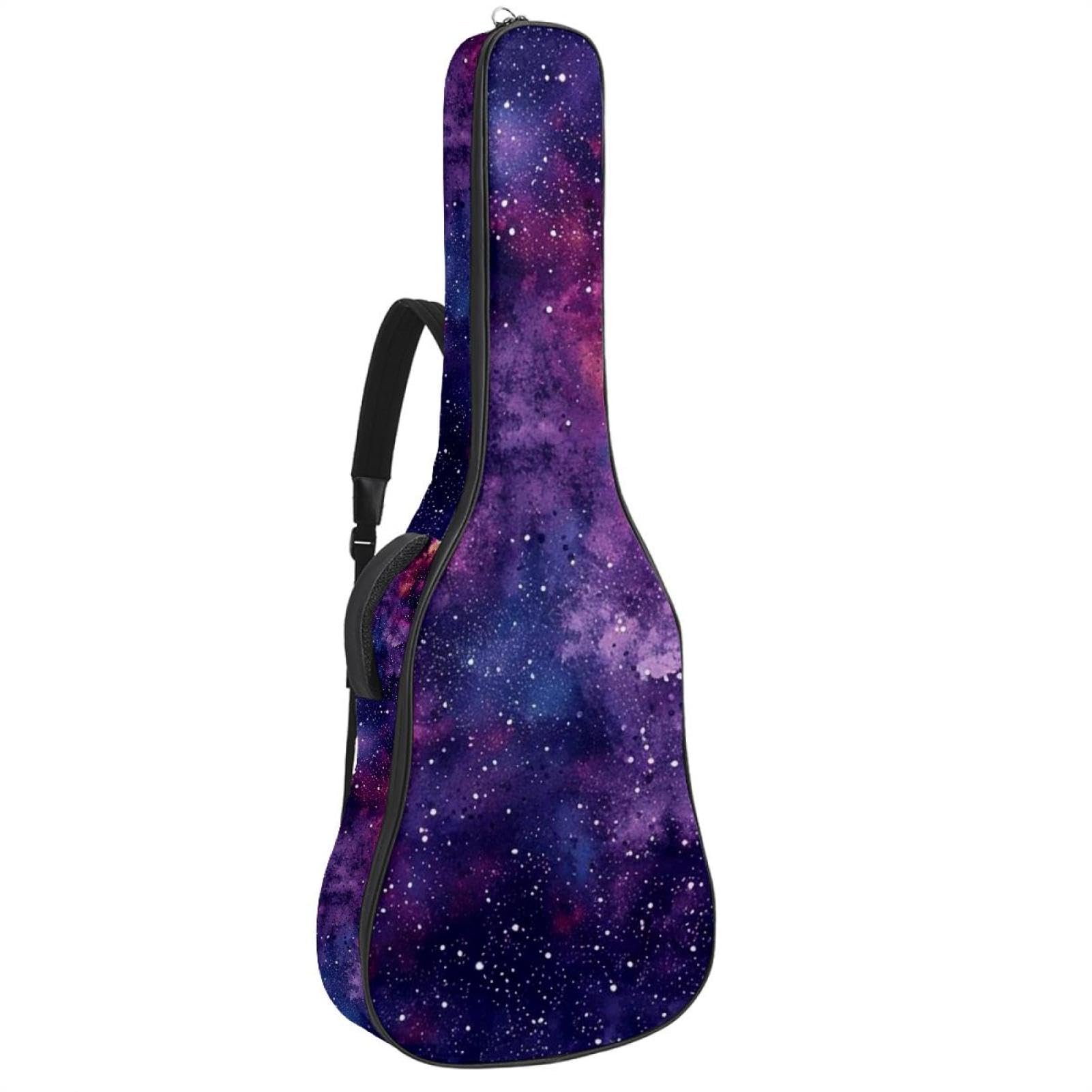 Tasche für Bassgitarre mit violetter mystischer Galaxie, Tasche für Akustikgitarre, 101,6 cm (40 - 41 Zoll), wasserdichte Oxford-E-Gitarre, Gigbag für akustische Konzertgitarre, Ukulele, Lila