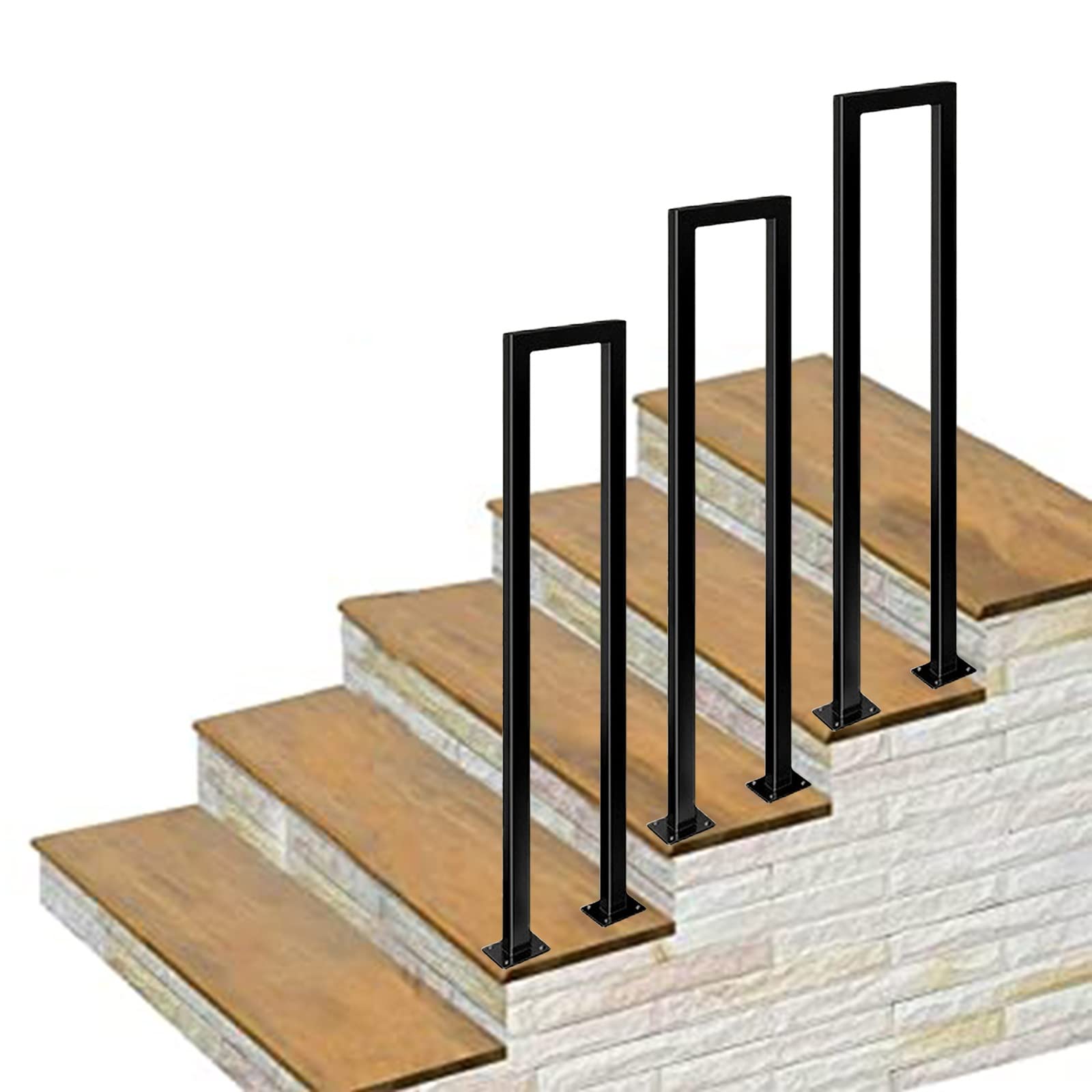 DFGHNBVC Wrought Iron Il For Outdoor Stairs 3.3Ft Safety Railing For Garden Porchcorridor - Support Rod For Exterior Stepshand Safety,3.1Ft/95Cm