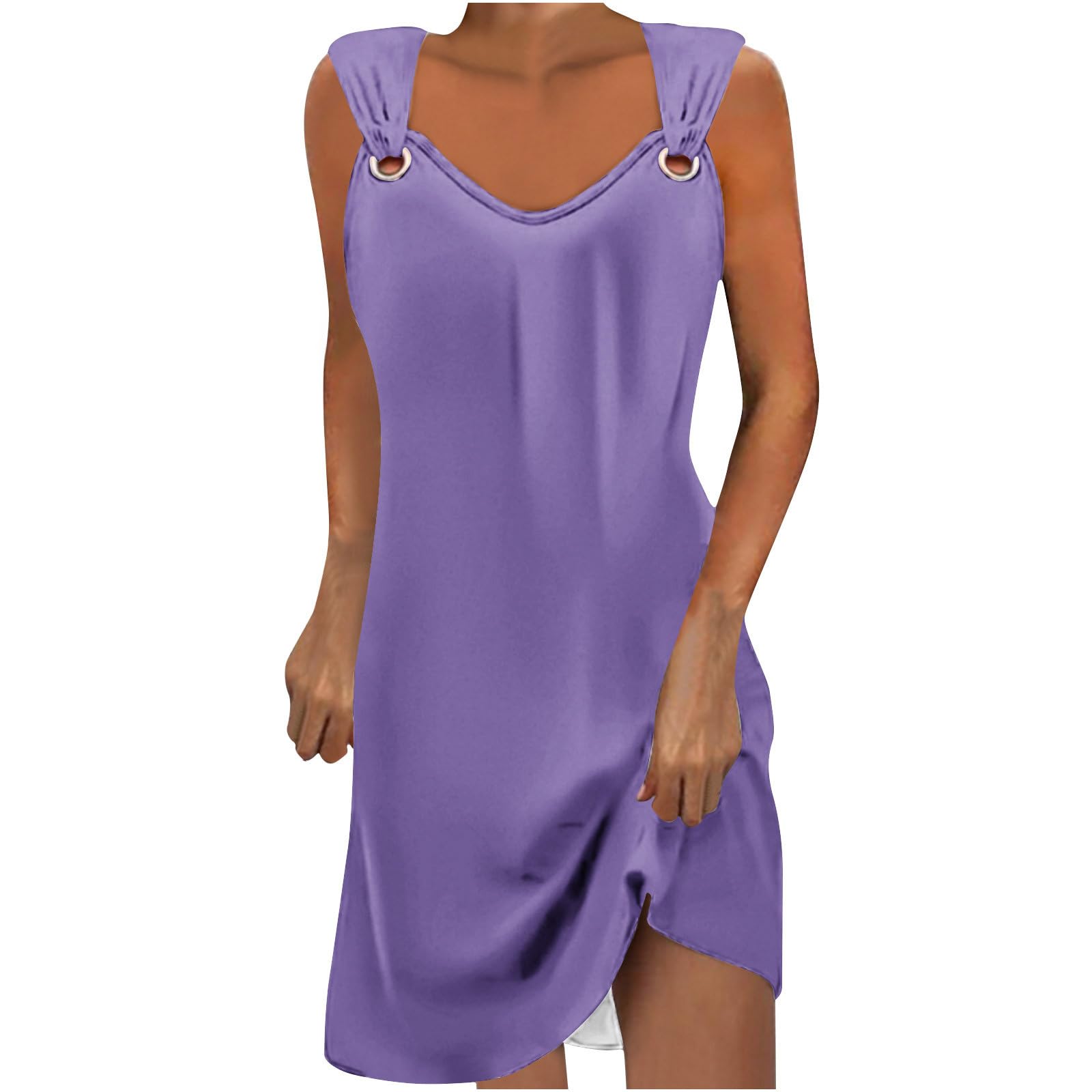 HAOLEI Vestidos de Verano Mujer 2024,Moda Sin Manga Recortado Vestido Vestido Camisola Mujer con Cuello en Redondo Elegante Vestido Mujer con Flores Estampado Informal Vestido Playa Mujer
