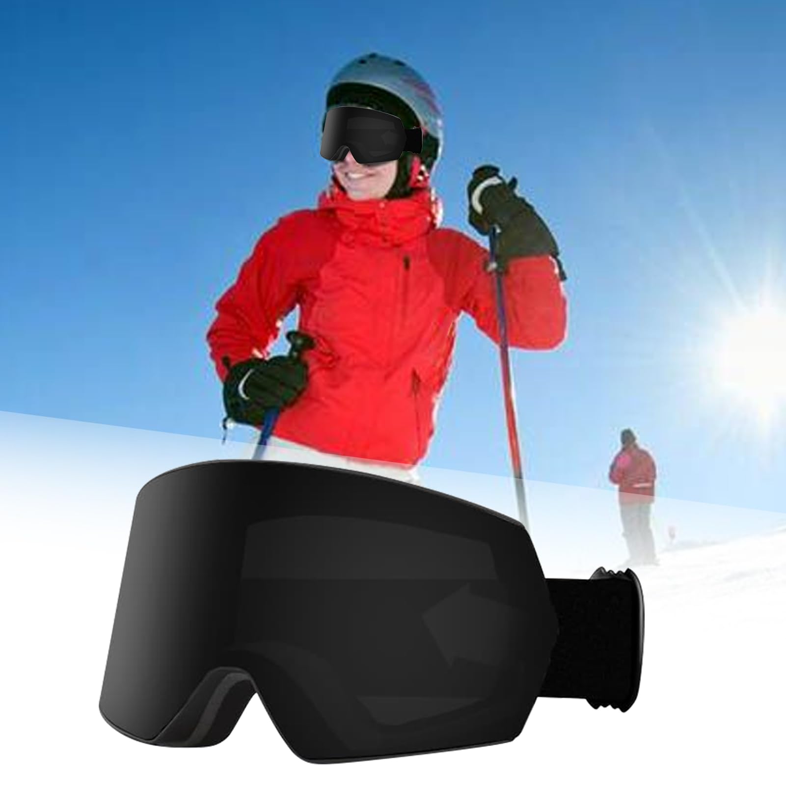 Occhiali da sci – Occhiali da neve sopra gli occhiali | Antivento Doppio strato Sci Snowboard per Uomo, Donna, Adulto e Giovani