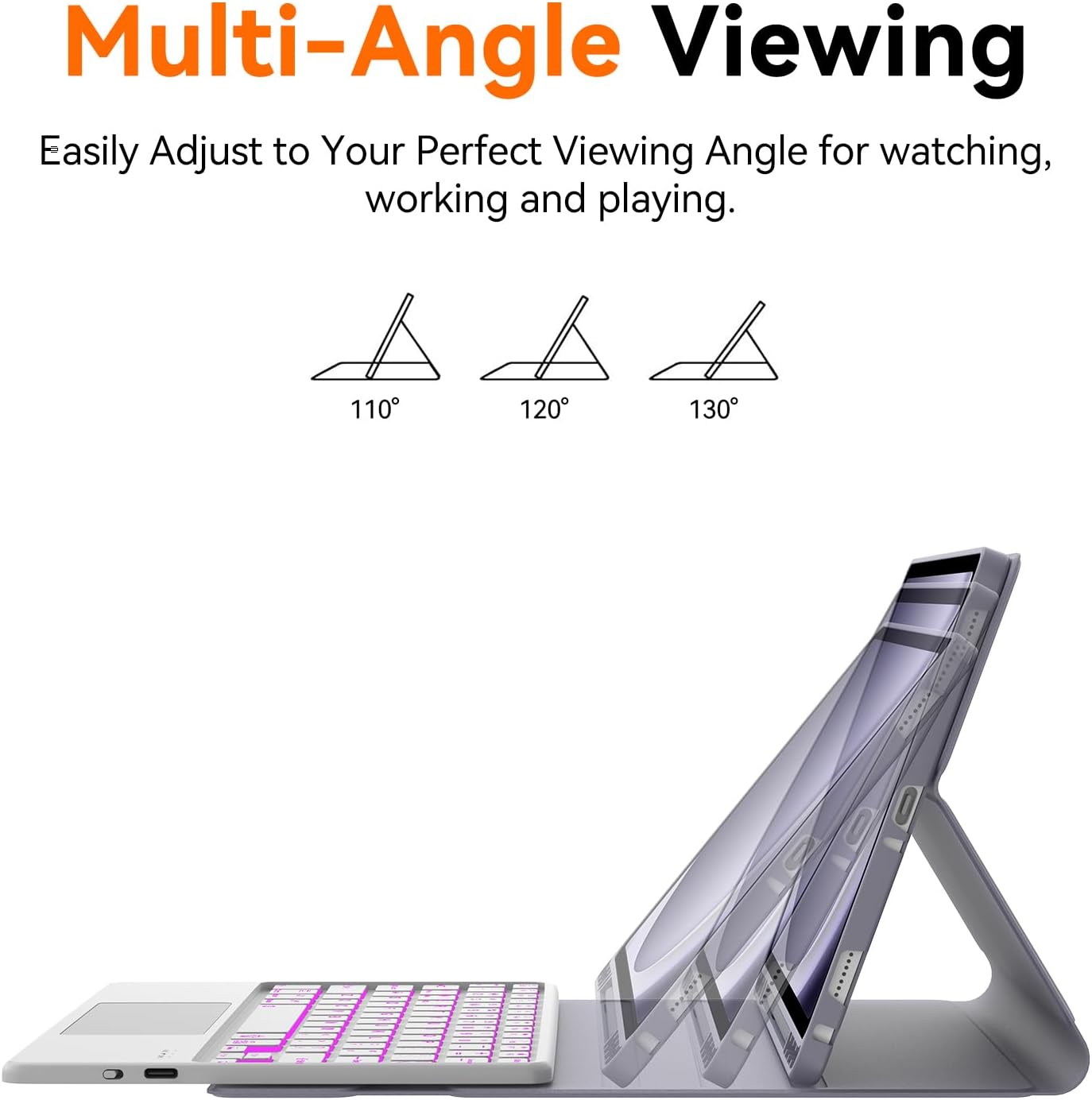 Keyboard Case for Samsung Galaxy Tab A9 Plus 11 Inch, 7-Color Backlit, Multi-Touch Trackpad, Magnetic Detachable Wireless Bluetooth Keyboard, Slim Folio Tablet Cover with S Pen Holder, Auto Sleep/Wake