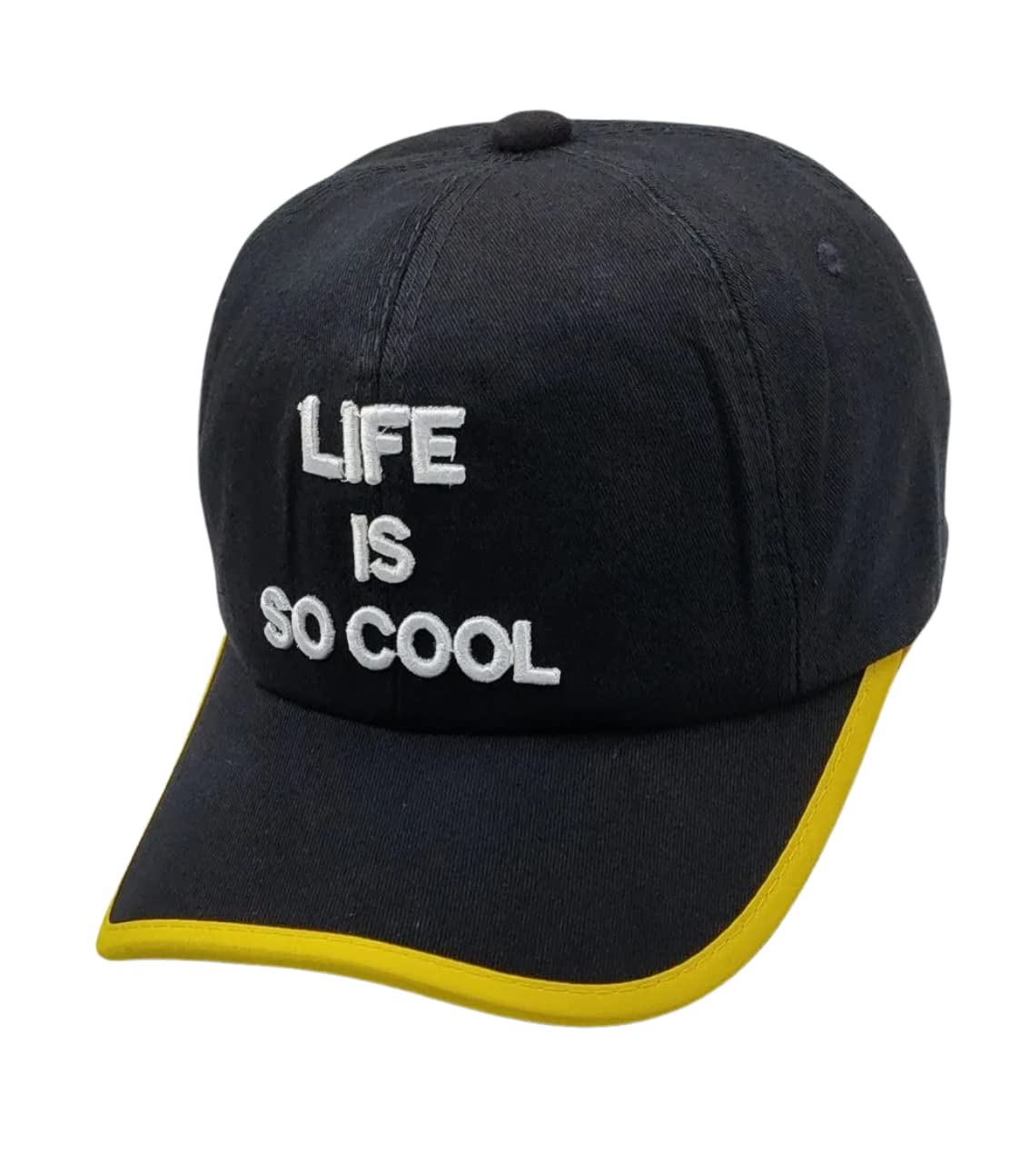 Zacharias Men's Cotton Baseball Cap Life-is-So-Cool (L-01_Black_Free Size) (Pack of 1)