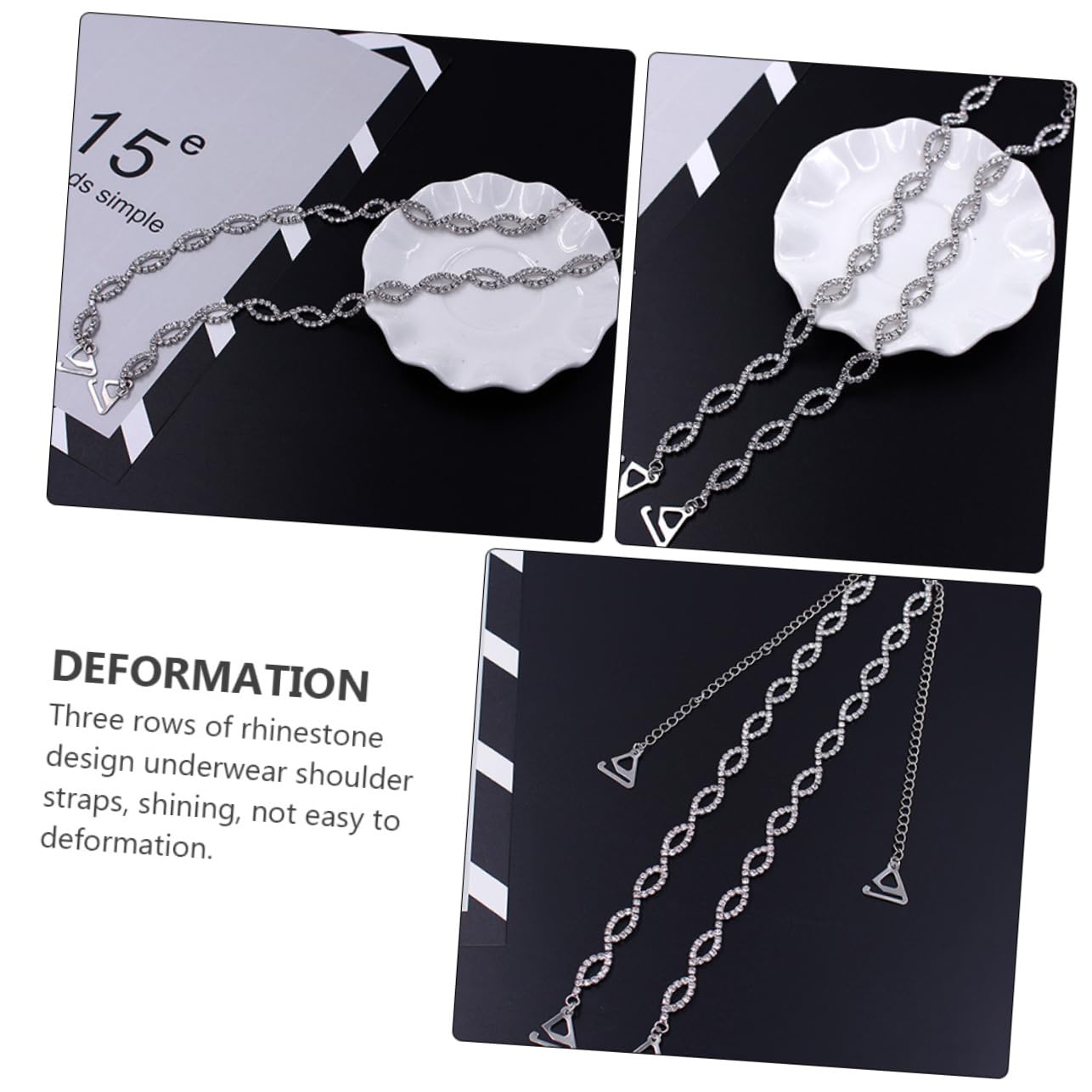 Healeved Correas Ajustables de Sujetador de Metal Brillantes de Agua, Antideslizantes, Estilo Chic y Longitud Regulable para Mujeres y Niñas