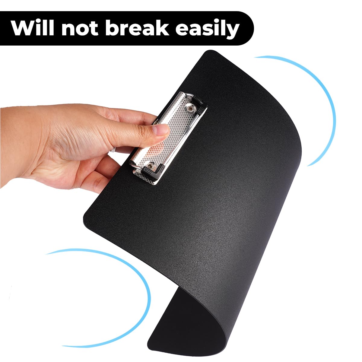 2 Pezzi Portablocco A4 in Plastica Nera, 31 cm x 22.5 cm Cartella Portablocco con Pinza A4, Portablocchi in Plastica con Pinza con Ganci Retrattili, Cartellina Rigida per Scuola, Ufficio e Biblioteca