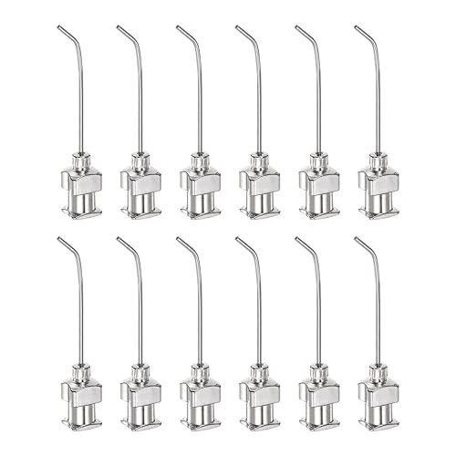 HARFINGTON 12 agujas dispensadoras, calibre 20, punta roma, de acero inoxidable, 45 grados, con conector Luer Lock para cartuchos de tinta,