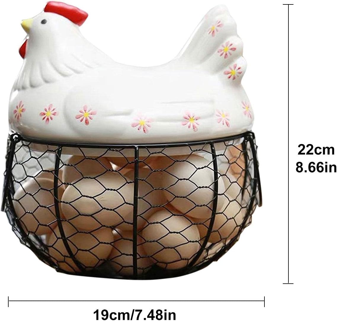 エッグ ホルダー 卵収納バスケット 卵バスケット 大容量 れ 卵ボックス メッシュデザイン 卵の保管 冷蔵庫対応 鶏型 可愛い チキ