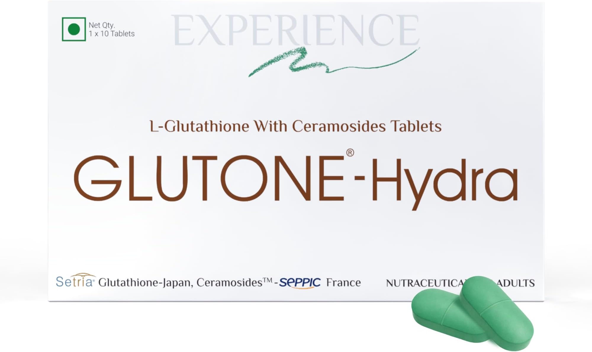 Glutone-Hydra | Setria Glutathione with Ceramosides Tablets for Dry Skin | For Glowing Hydrated Skin | Pack of 10 Tablets