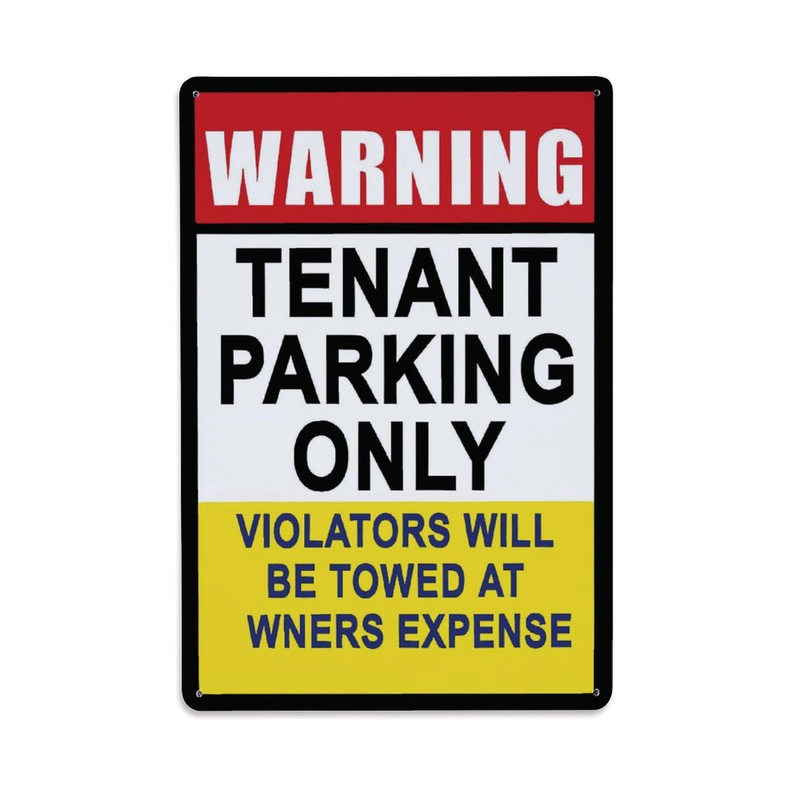 Warning Tenant Parking Only, Violators Towed Sign Vintage Aluminium Metal Sign, Retro Wall Decor for Home, Bar, Garage & Farmhouse 30x20cm