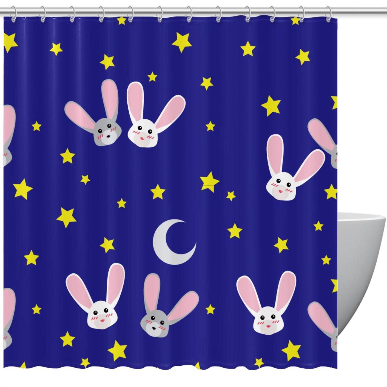 Rideau de douche imperméable 168x183 cm étoiles pour stopper les fuites d'eau au sol