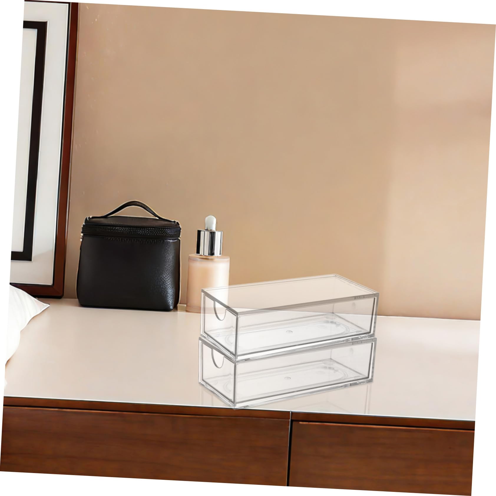 HOMSFOU Organizer per Accessori per Chioma 4 Scomparti in Plastica, Contenitore Bagno Portaoggetti Resistente e Impilabile, per Scrivania e Armadio Ampio Spazio