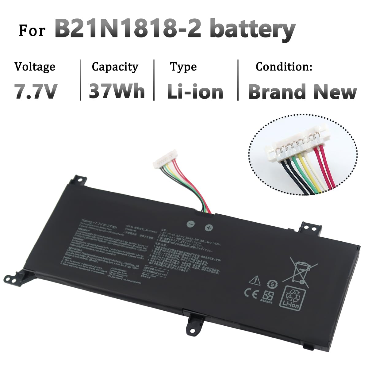 B21N1818-2 C21N1818-2 Batterie pour ASUS VivoBook 14 X412D X412DA X412DK X412F X412FA X412FJ A412U A412UA F412DA F412DK F412FA F412FJ F412FL F412UA A412DA A412DK A412FA S412FA S412FJ S412FL