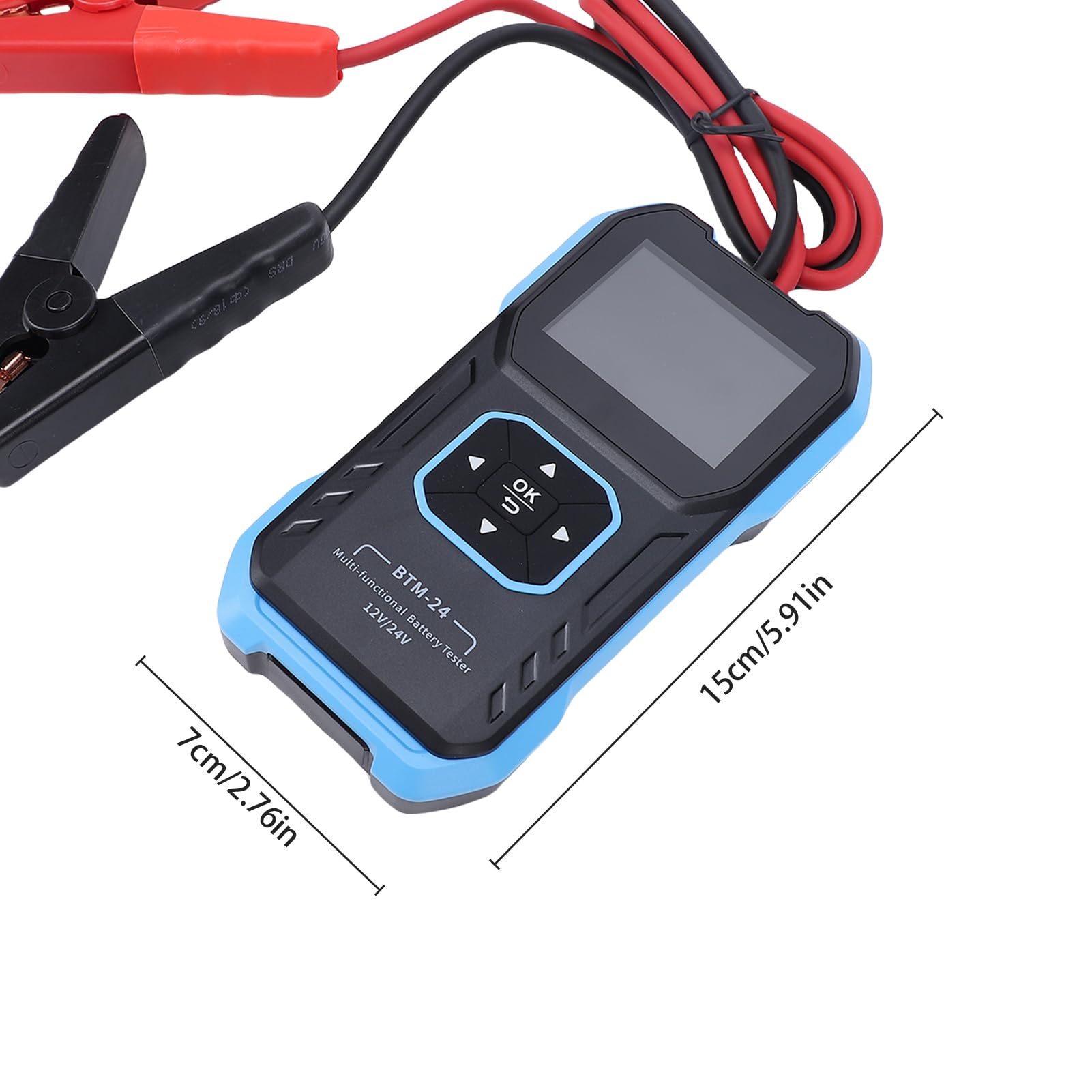 Jectse Präziser Multimeter-Batterietester mit Verbesserter Klemmsonde für Haushaltsbatterien in Autos. TFT-Farbdisplay für Einfache Lesbarkeit (BTM-24)