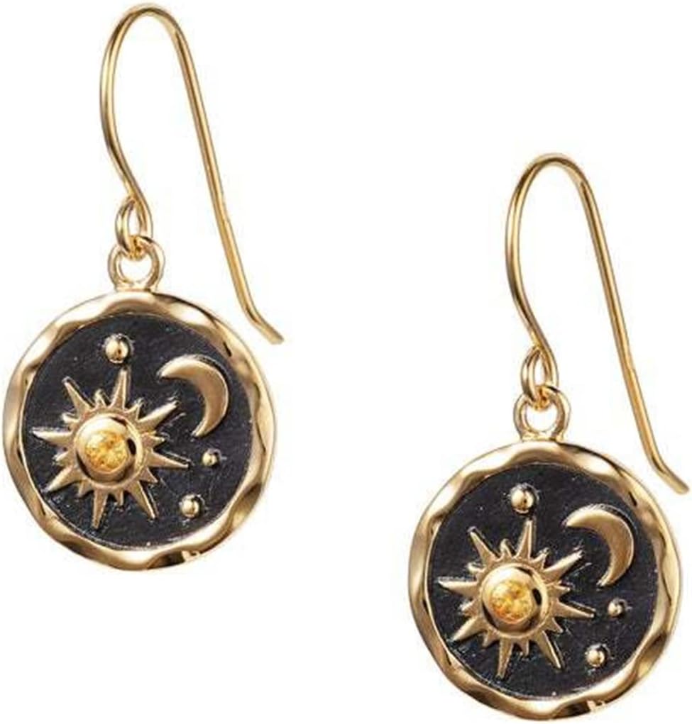 GenericJourney Studio Sun Moon Dangle Earrings Round Pendant Drop Earring Bohemian Hook Earring Statement Earrings for Women Girls