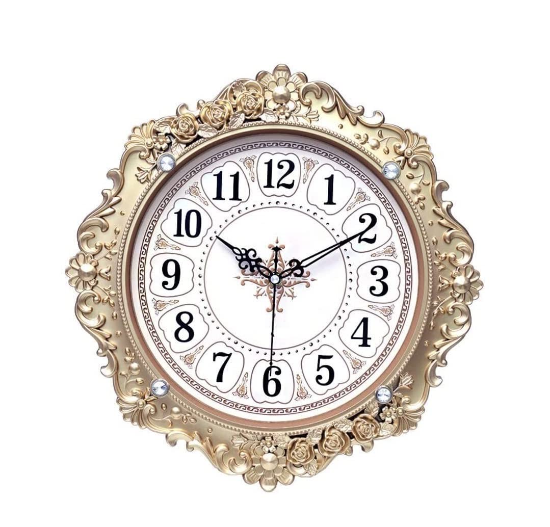 KRXSOBNV wall clock, Plastic Engraving Round Mute Wall Clock, Easy to Read Clocks for Living Room(C)
