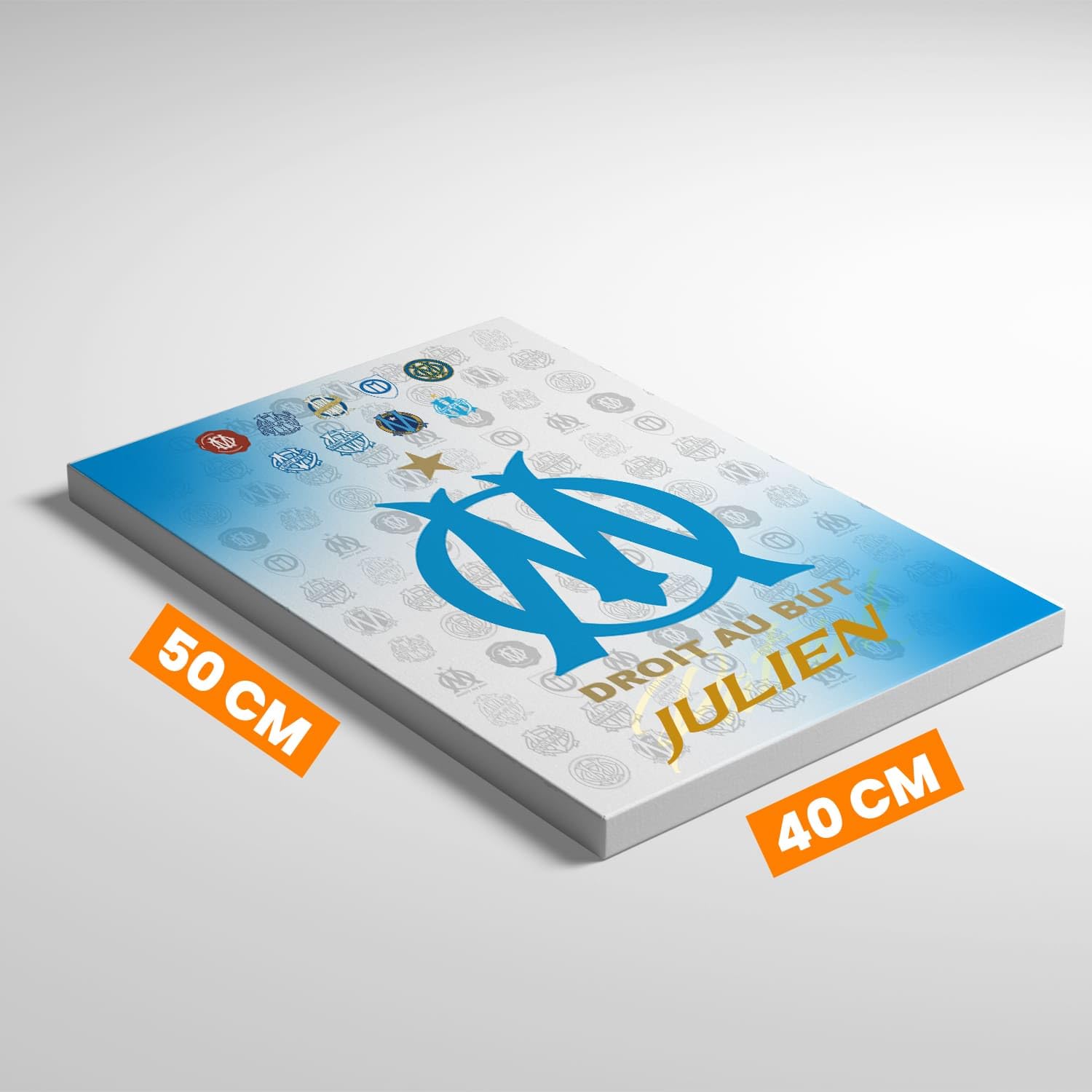 OneTrophy Toile personnalisable Olympique de Marseille – 50x40 cm | Produit Sous Licence Officielle OM | Prénom personnalisé | Décoration Murale Supporter | Fabriqué en France – Idée Cadeau Foot