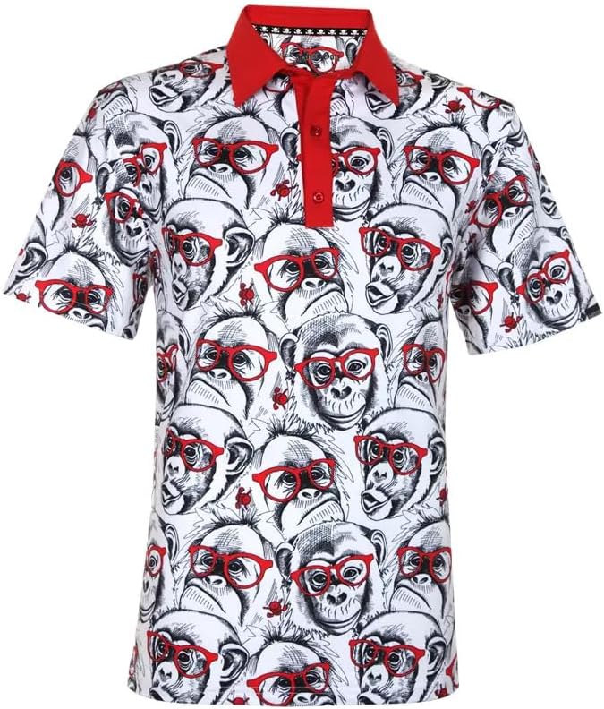 Party Animal Cool-Stretch Men's Golf Shirt (Monkey)